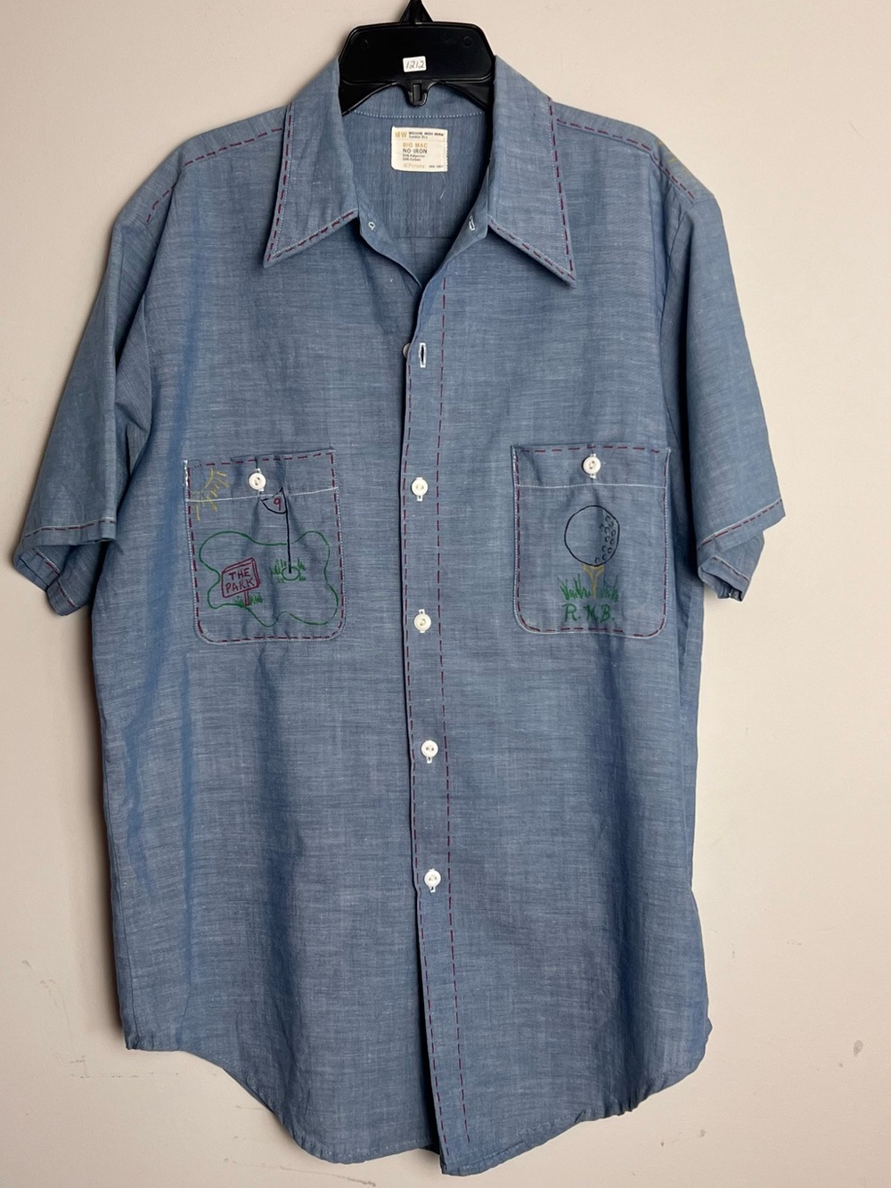 70’s JC Penny ‘Big Mac’ Chambray Short Sleeve Button-Down Shirt with golf art